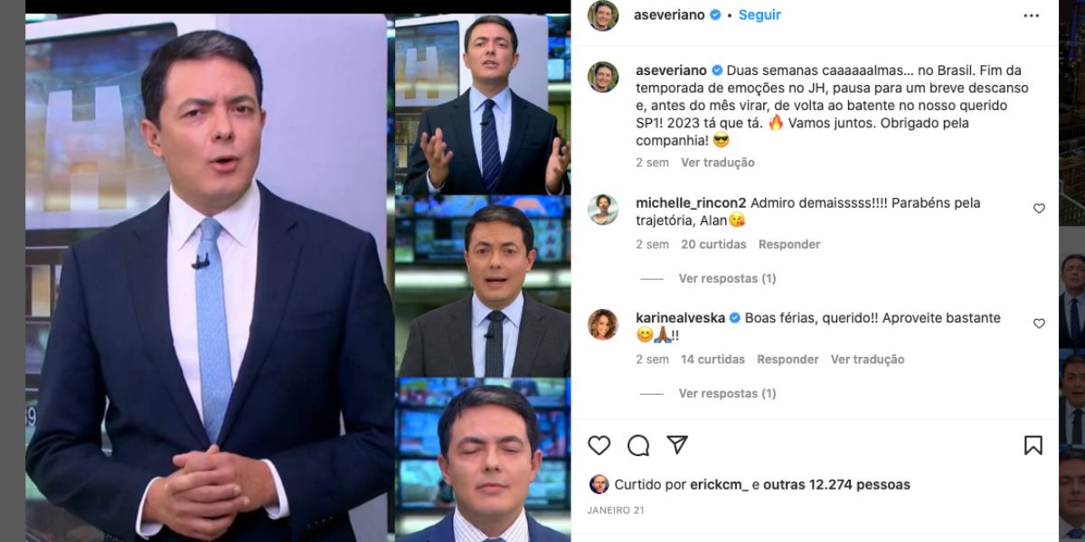 Alan Severiano entrega o que viveu em telejornal (Foto: Reprodução / Instagram)