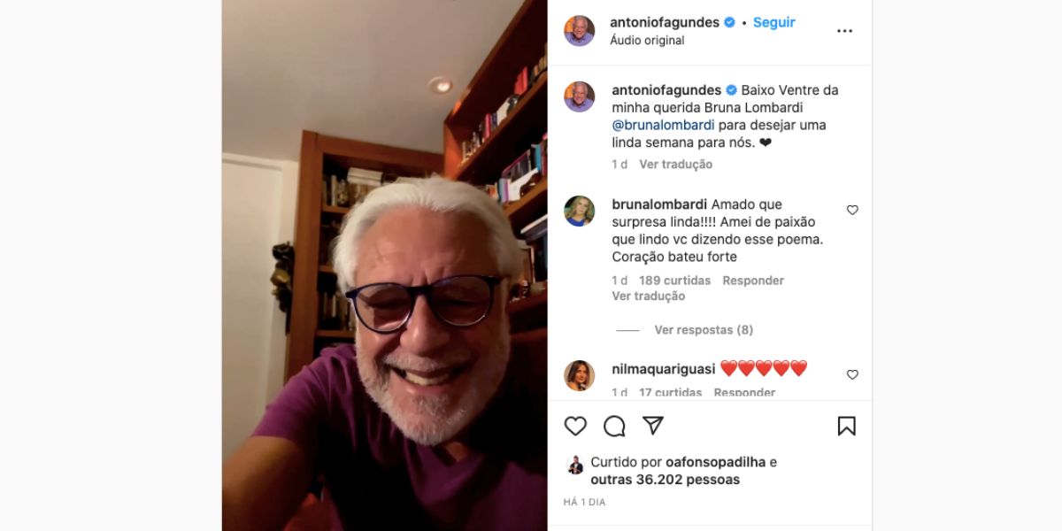 Antônio Fagundes entrega mensagem quente em vídeo (Foto: Reprodução / Instagram)