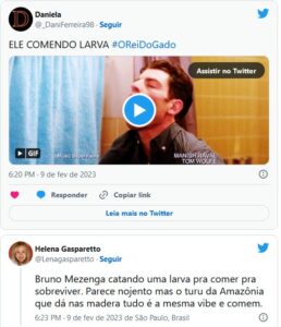 Internautas ficaram em choque com a cena nojenta de Bruno Mezenga (Foto: Reprodução / Twitter)