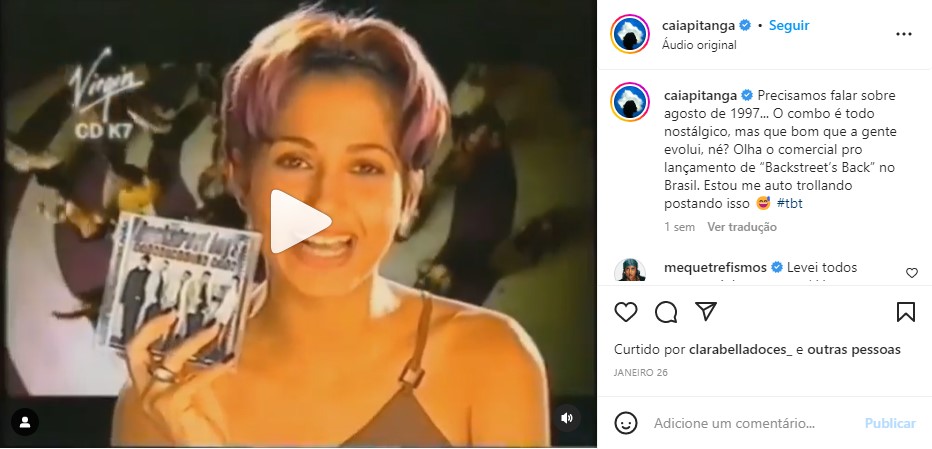 Camila Pitanga surpreendeu ao mostrar foto de quando tinha apenas 20 anos de idade (Foto: Reprodução)