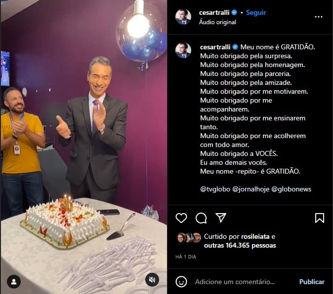 César Tralli ganha surpresa na Globo - Foto: Reprodução