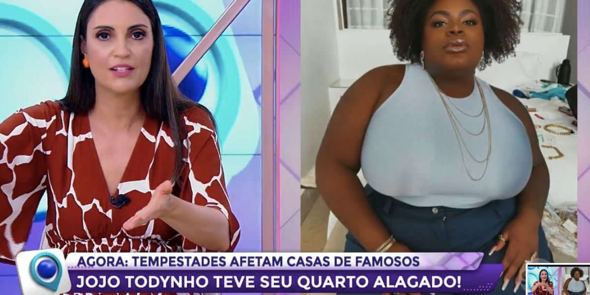 Chris Flores dá notícia sobre Jojo Todynho, que teve sua casa alagada por conta das fortes chuvas (Foto: Reprodução / Fofocalizando do SBT)