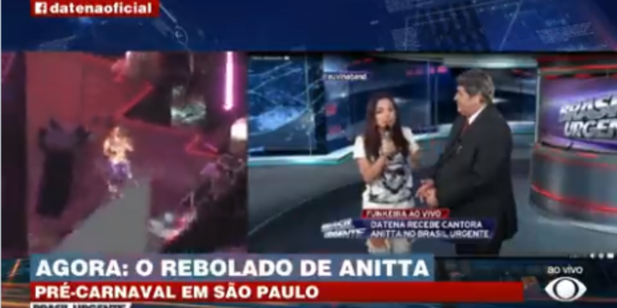 Datena já levou Anitta ao Brasil Urgente - Foto: Reprodução