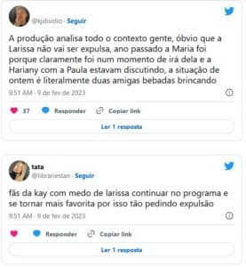 Exigência de expulsão no BBB23: Larissa dá tapa em Bruna e web exige providências imediatas (Foto: Reprodução / Twitter)