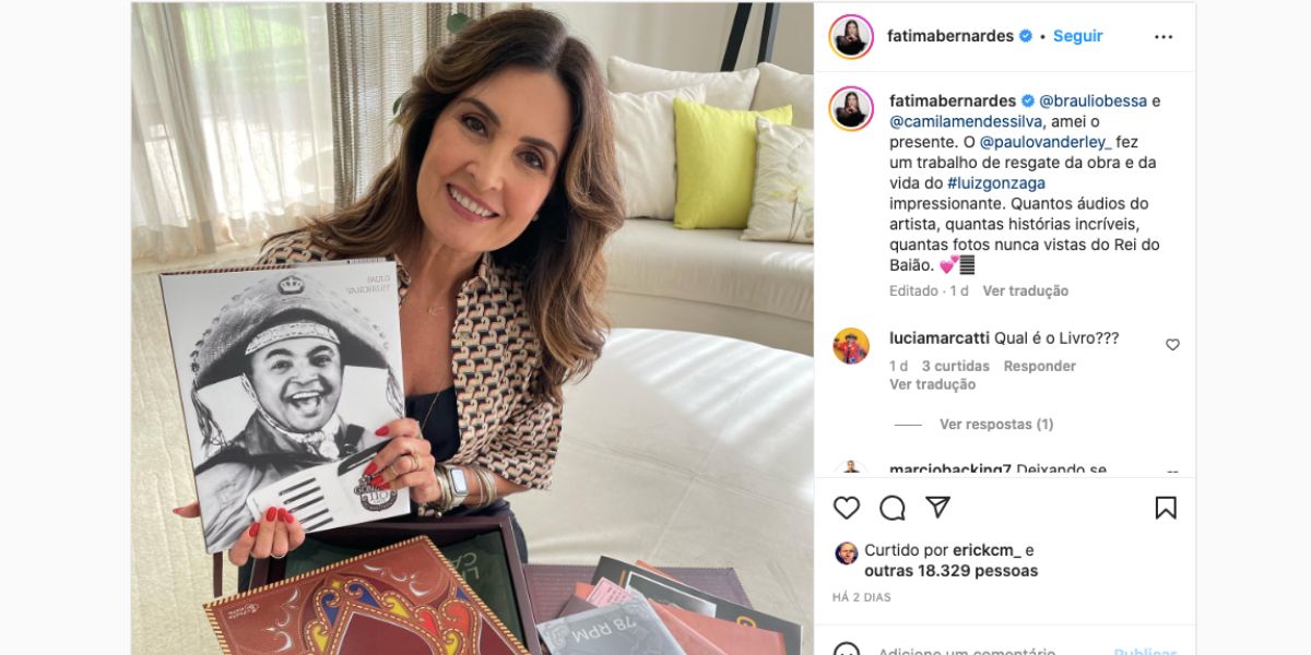 Fátima Bernardes entrega foto que recebeu de seu ex-braço direto do Encontro, Bráulio Bessa (Foto: Reprodução / Instagram)
