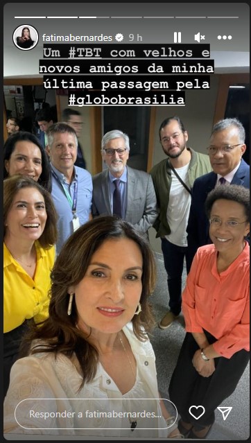 Fátima Bernardes surge rodeada por jornalistas da Globo - Foto; Reprodução/Instagram