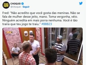 BBB23 - Fred Desimpedidos humilha Cristian ao descobrir traição (Foto: Reprodução / Twitter)