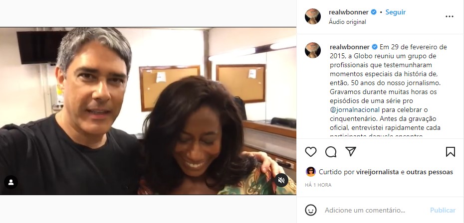 Glória Maria conversou com William Bonner em 2015, por conta de reportagem especial (Foto: Reprodução)