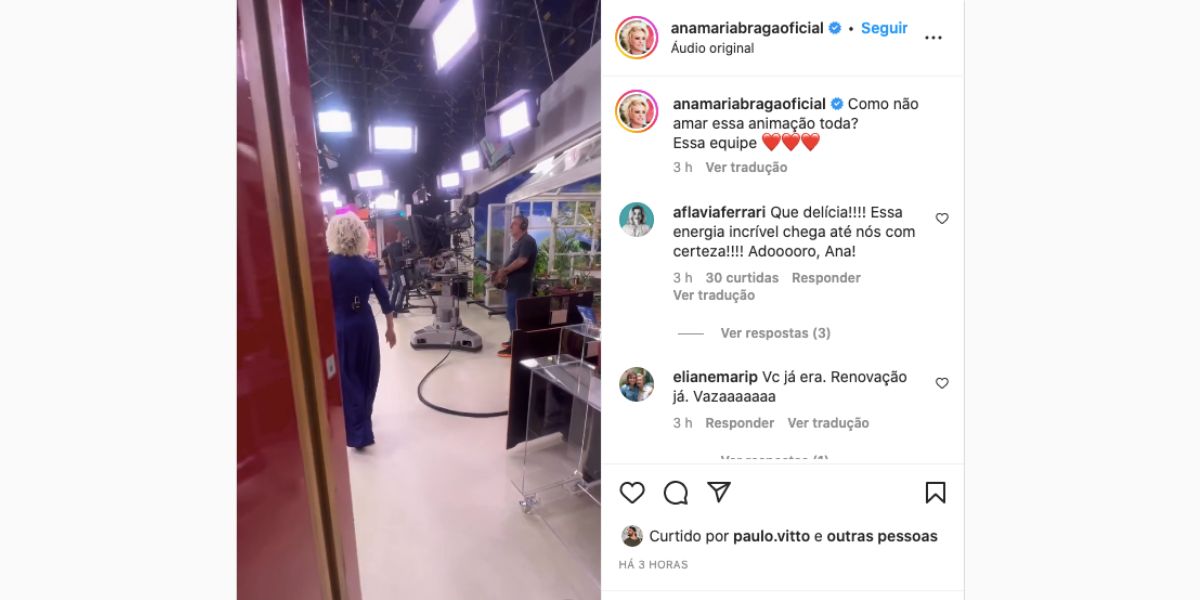 Vídeo prova o que funcionários de Ana Maria passam todos os dias antes dela chegar (Foto: Reprodução / Instagram) 