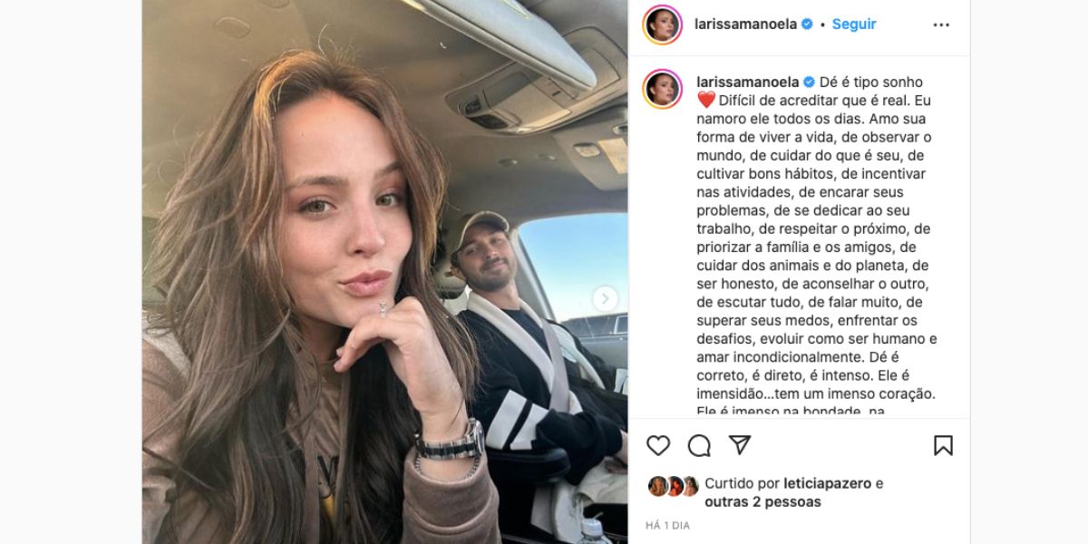 Larissa Manoela faz textão sobre noivo, André Luiz, e diz tudo o que pensa sobre ele (Foto: Reprodução / Instagram)