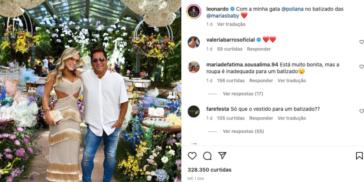 Leonardo é criticado por não ir em aniversário da neta, porém vai em batizado de filhas de Zé Felipe  (Foto: Reprodução / Instagram) 