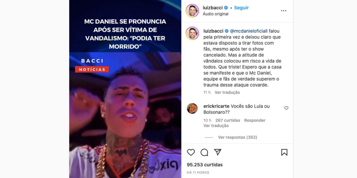 Luiz Bacci dá notícia preocupante sobre ataque a namorado de atriz da Globo (Foto: Reprodução / Instagram)