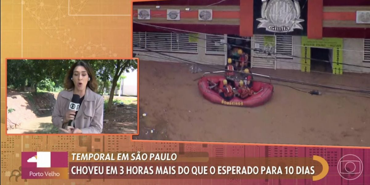 Patrícia Poeta mostra imagens aterrorizantes de alagamentos (Foto: Reprodução / Encontro da Globo)