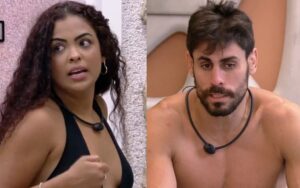 Paula Freitas e Antônio Cara de Sapato no BBB23; indiscrição da sister foi criticada na web (Foto: Reprodução / Globoplay)