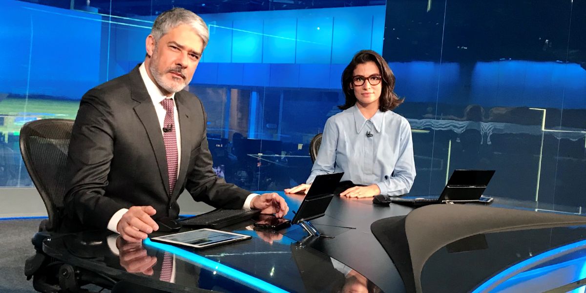 Renata Vasconcellos e William Bonner formam a dupla titular do Jornal Nacional (Reprodução - Globo)