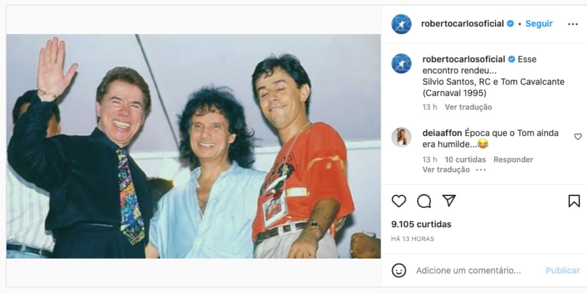 Roberto Carlos entrega foto jamais vista ao lado de Silvio Santos (Foto: Reprodução / Instagram)