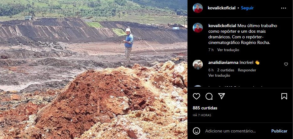 Roberto Kovalick divulga registro de última matéria na Globo - Foto: Reprodução/Instagram