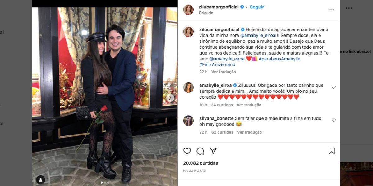 Zilu faz declaração para Amabylle Eiroa, noiva de Igor Camargo Foto: Reprodução / Instagram) 