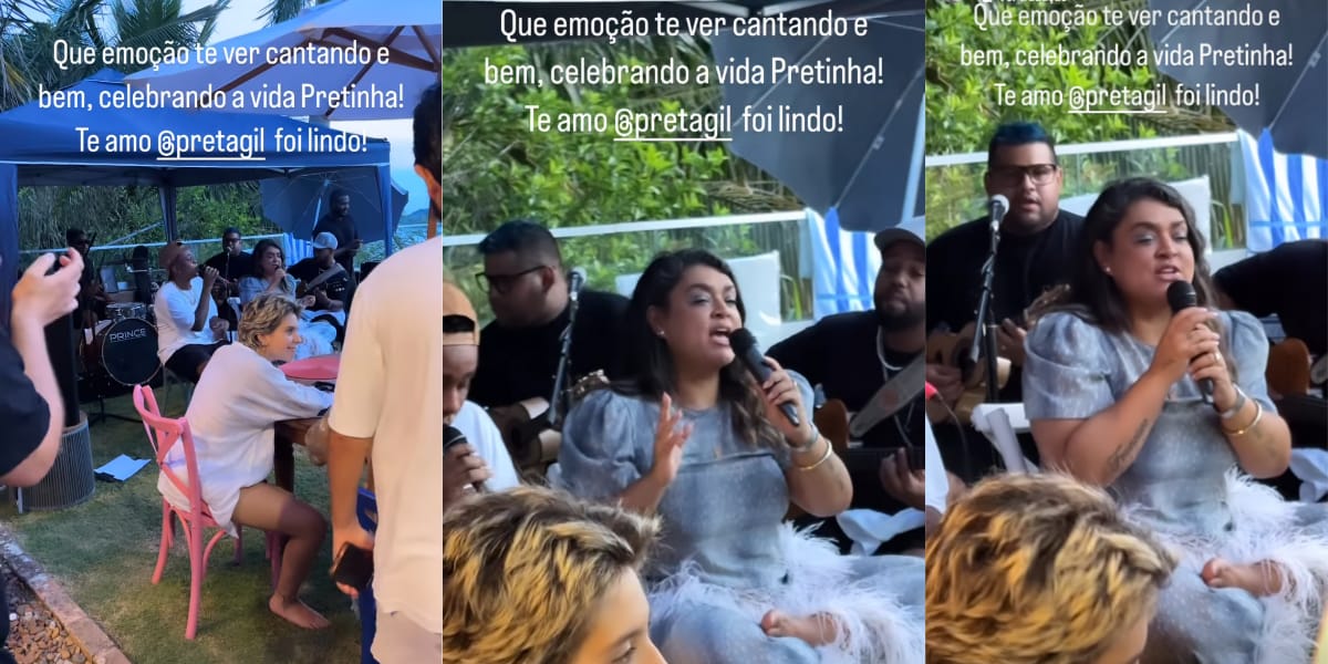 Thales Bretas divulga vídeo de Preta Gil cantando em um evento reservado (Reprodução: Instagram)