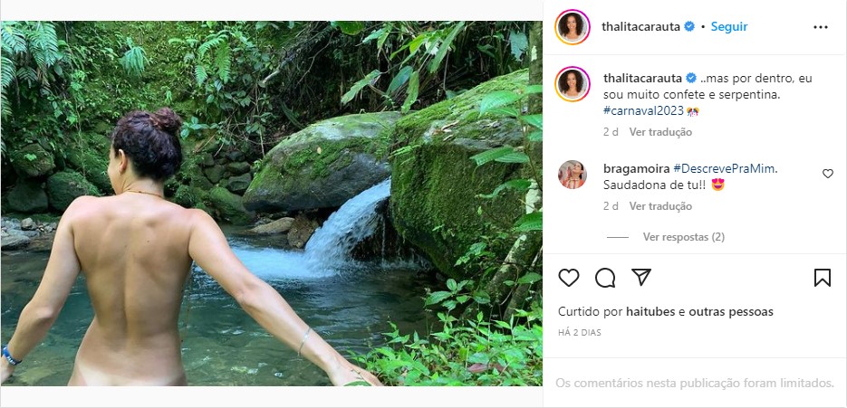 Thalita Carauta curte dia de cachoeira sem roupa (Foto: Reprodução)