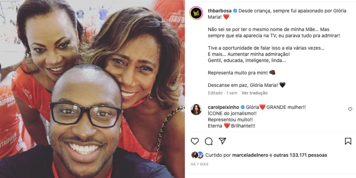 Thiaguinho faz declaração para Glória Maria (Foto: Reprodução / Instagram)