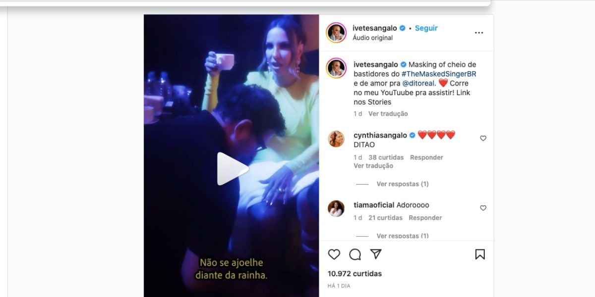 Ivete Sangalo tem vídeo de bastidores da Globo exposto com direito a pedido inusitado a funcionário (Foto: Reprodução / Instagram) 