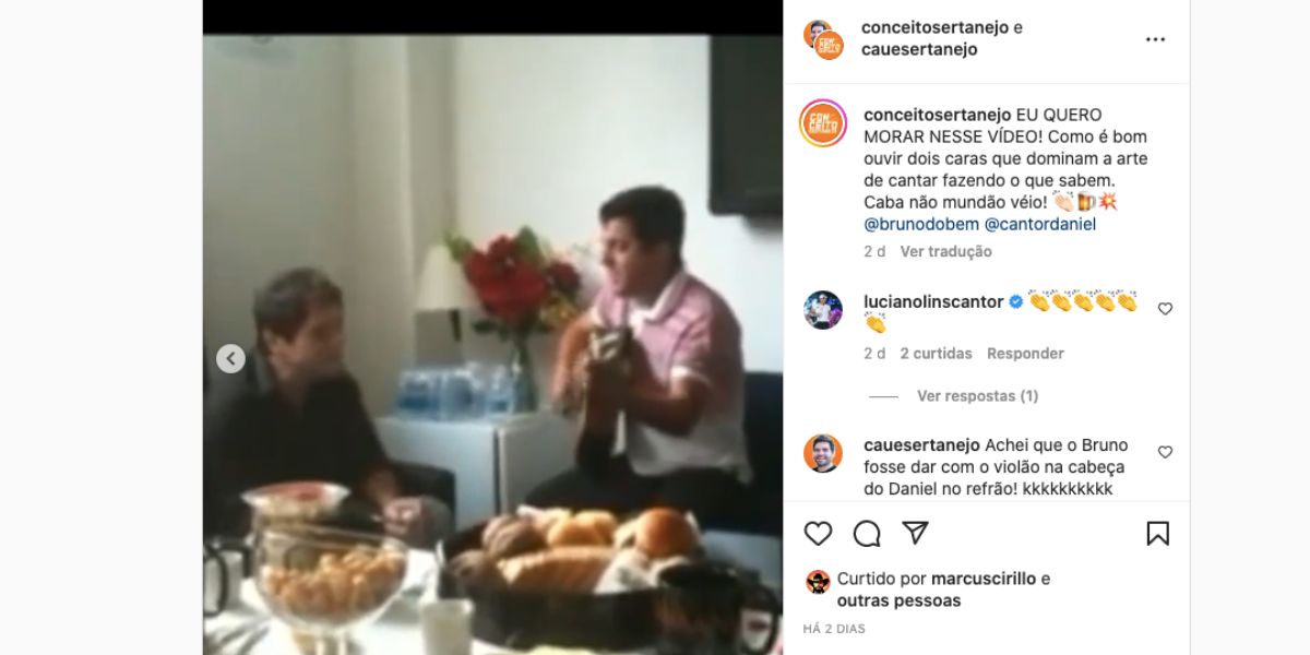 Bruno e Daniel cantando em camarim (Foto: Reprodução / Instagram) 