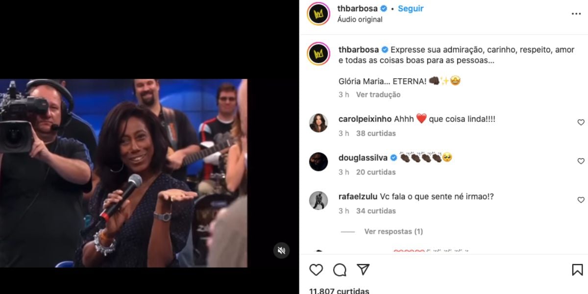 Thiaguinho fala sobre Glória Maria  (Foto: Reprodução / Instagram) 