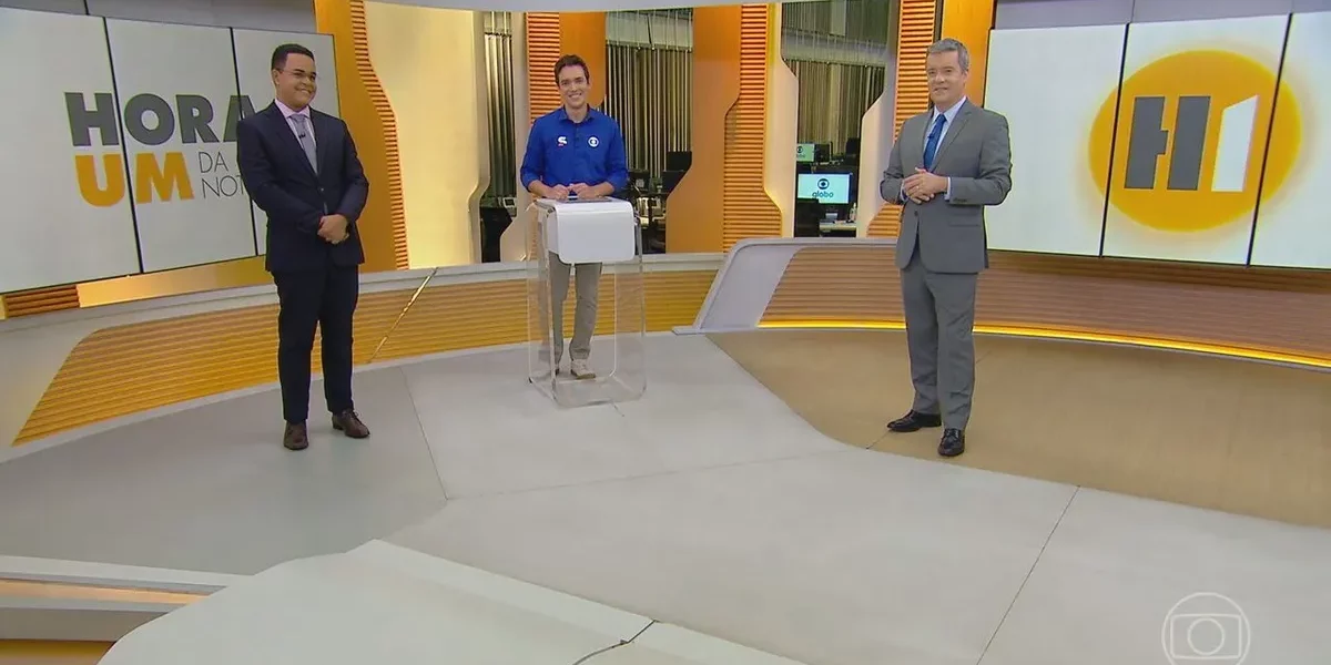 Marcelo Pereira, Alessandro Jodar e Roberto Kovalick no "Hora 1" da Globo (Foto Reprodução/G1)