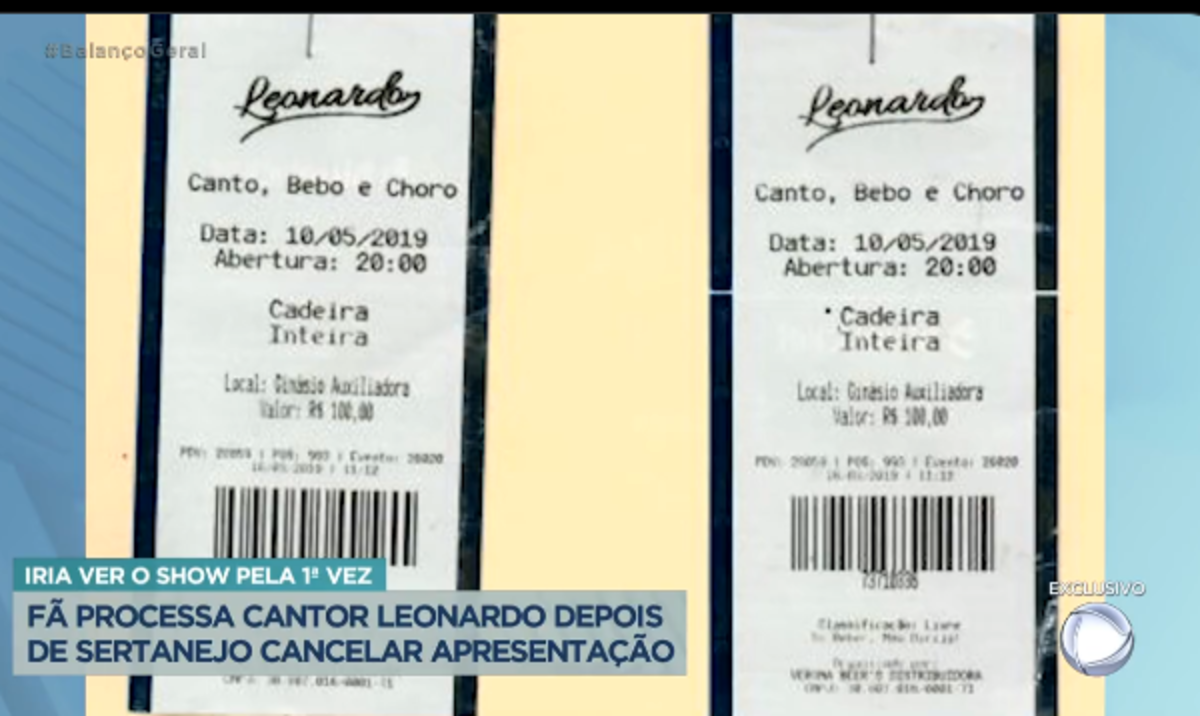 Fã mostra os ingressos e os valores cobrados do show cancelado e exige a indenização da casa de shows também (Foto Reprodução/Internet)