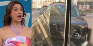 Catia Fonseca surpreende o público ao mostrar carro desgovernado invadindo os estúdios (Foto Reprodução/Montagem/Tv Foco)