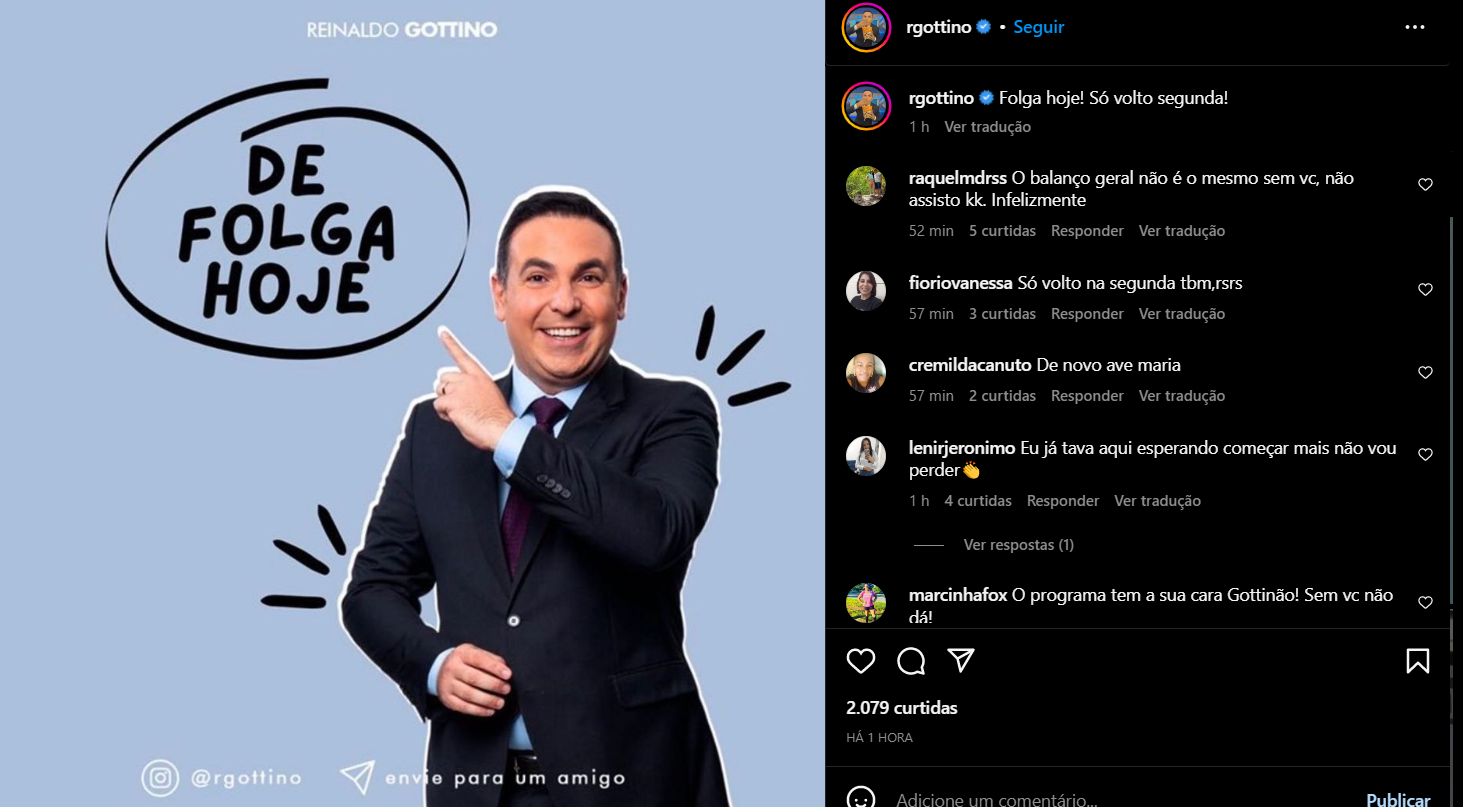 Gottino surge em suas redes sociais e surpreende com anúncio (Foto Reprodução/Instagram)