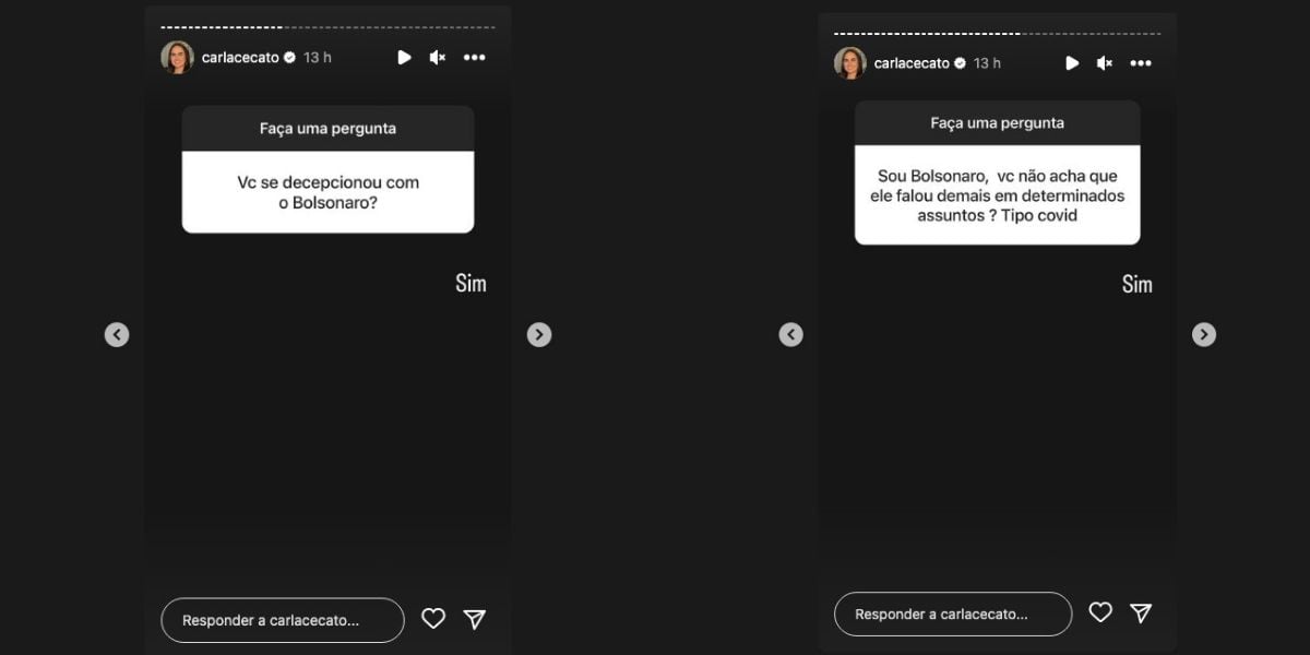 Carla Cecato confirma decepção com Jair Bolsonaro (Foto: Reprodução / Instagram)