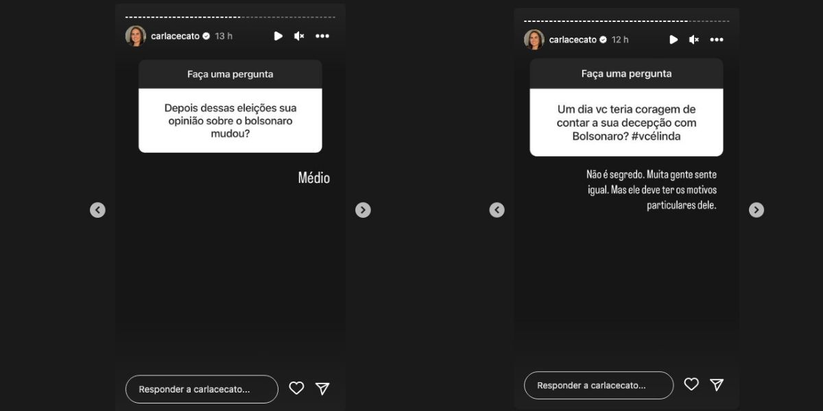 Carla Cecato confirma decepção com Jair Bolsonaro (Foto: Reprodução / Instagram)