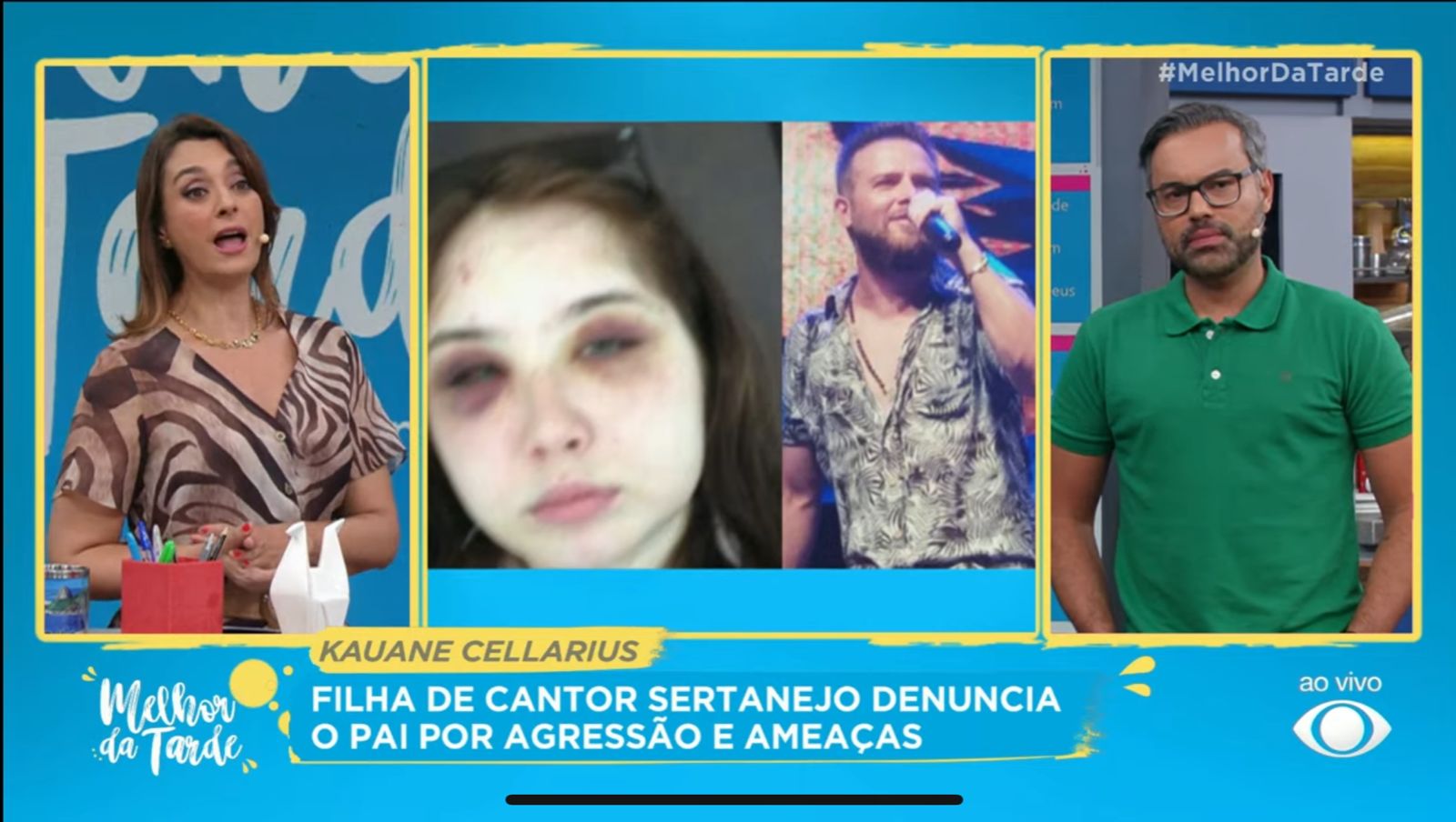 Catia Fonseca noticia caso de sertanejo que tentou matar a própria filha - Foto Reprodução Band