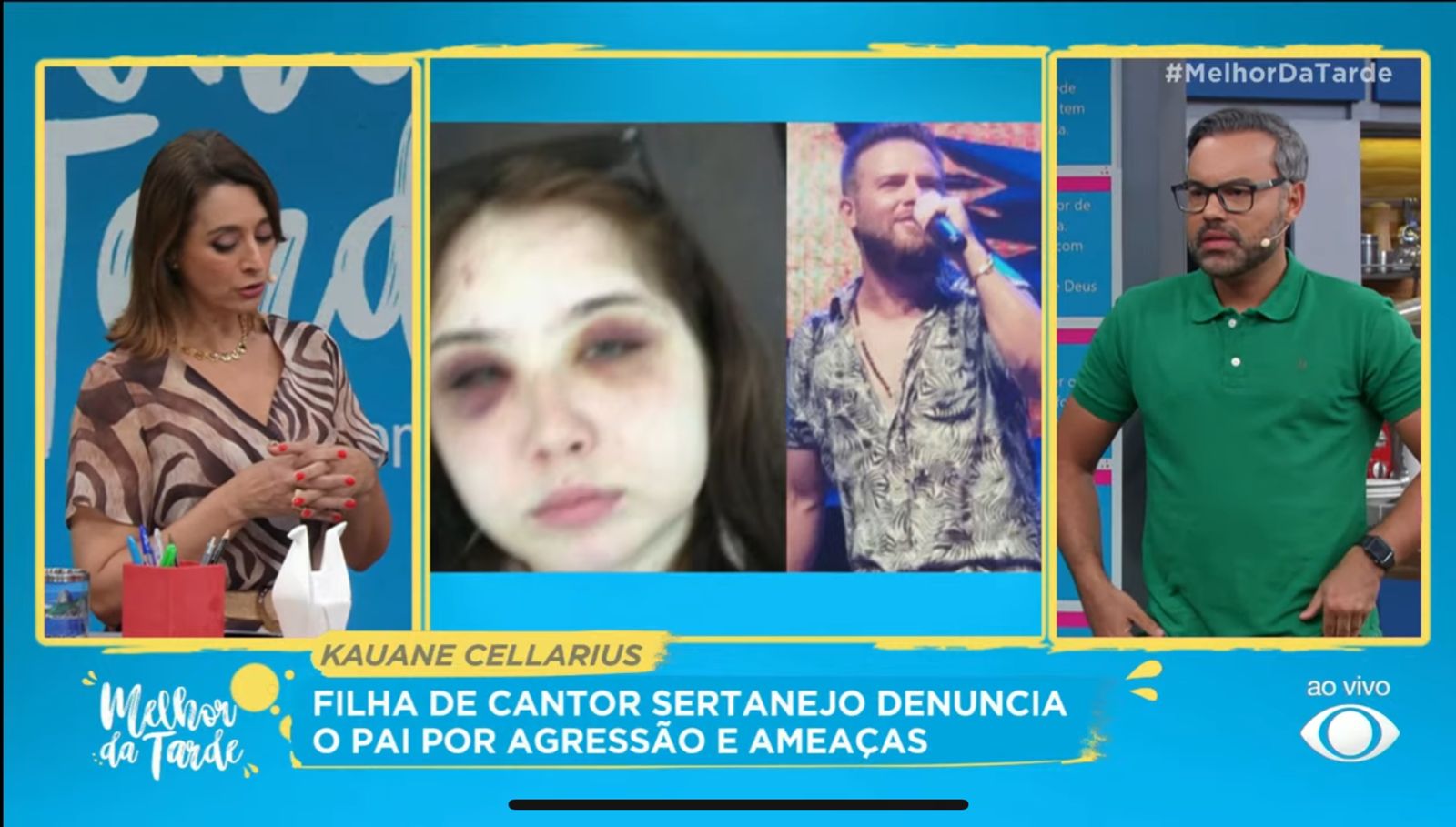 Catia Fonseca noticia caso de sertanejo que tentou matar a própria filha - Foto Reprodução Band