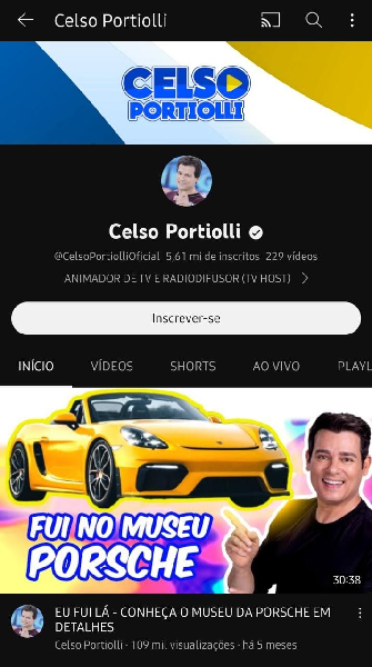 Canal de Celso Portiolli no YouTube (Foto: Reprodução/ YouTube)