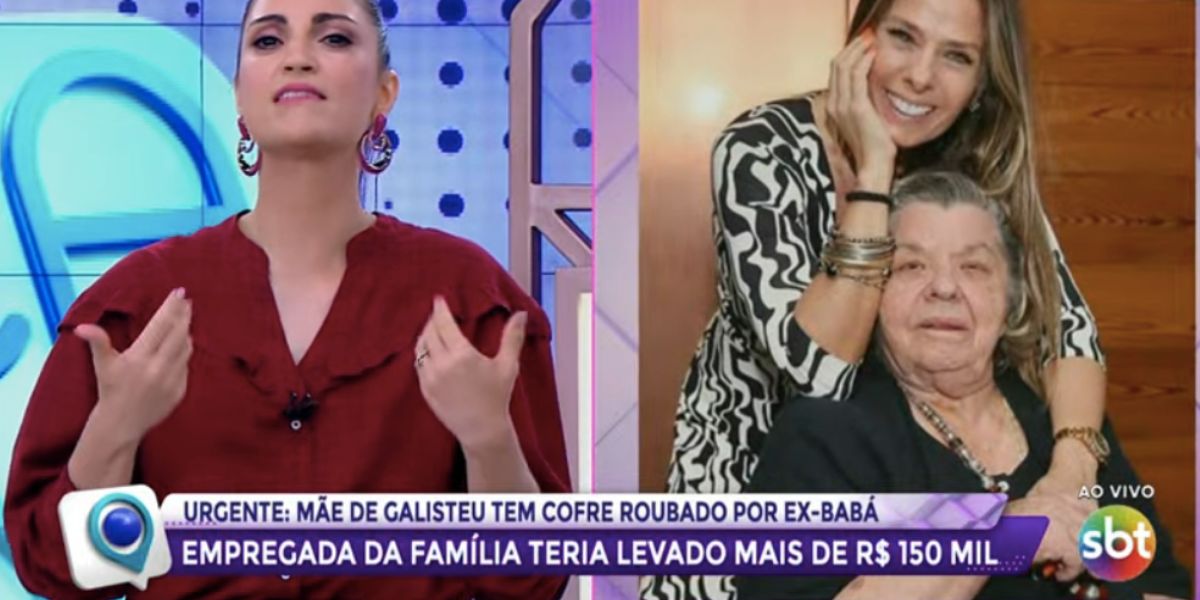 Chris Flores fala sobre notícia envolvendo roubo na casa de dona Emma, mãe de Adriane Galisteu (Foto: Reprodução / SBT) 