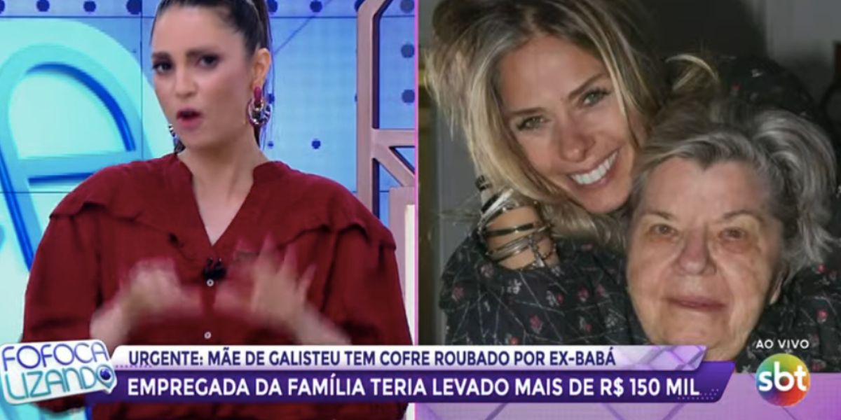 Chris Flores fala sobre notícia envolvendo roubo na casa de dona Emma, mãe de Adriane Galisteu (Foto: Reprodução / SBT) 