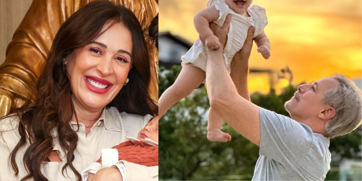 Claudia Raia e seu filho Luca / Edson Celulari e sua filha Chiara - Foto Montagem TV Foco