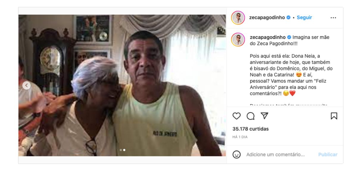 Dona Neia e Zeca Pagodinho (Foto: Reprodução / Instagram)