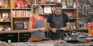 Edu Guedes e Roberta Scherer no The Chef, na edição desta terça-feira (Reprodução: Band)