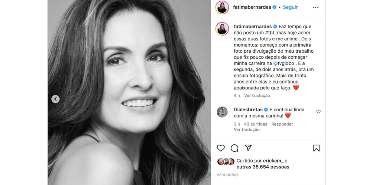 Fátima Bernardes fala sobre carreira (Foto: Reprodução / Instagram) 