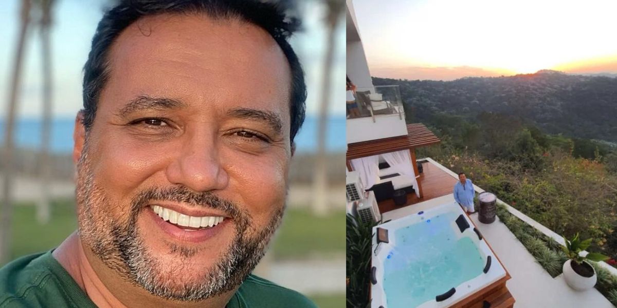 Geraldo Luis na varanda, apreciando a vista da sua luxuosa mansão – Foto Reprodução Internetq