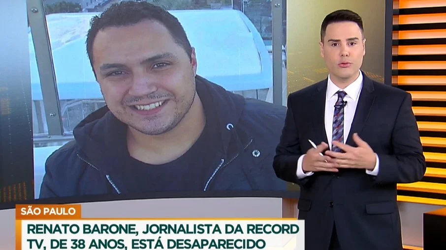 Luiz Bacci dá notícia sobre Renato Barone, jornalista da Record que está desaparecido - Foto Reprodução RecordTV