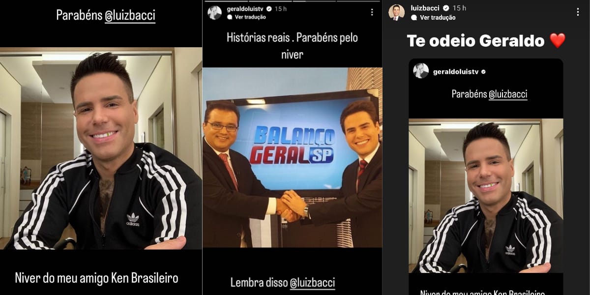 Geraldo Luís e Luiz Bacci trocam carinho nas redes sociais (Reprodução: Instagram)