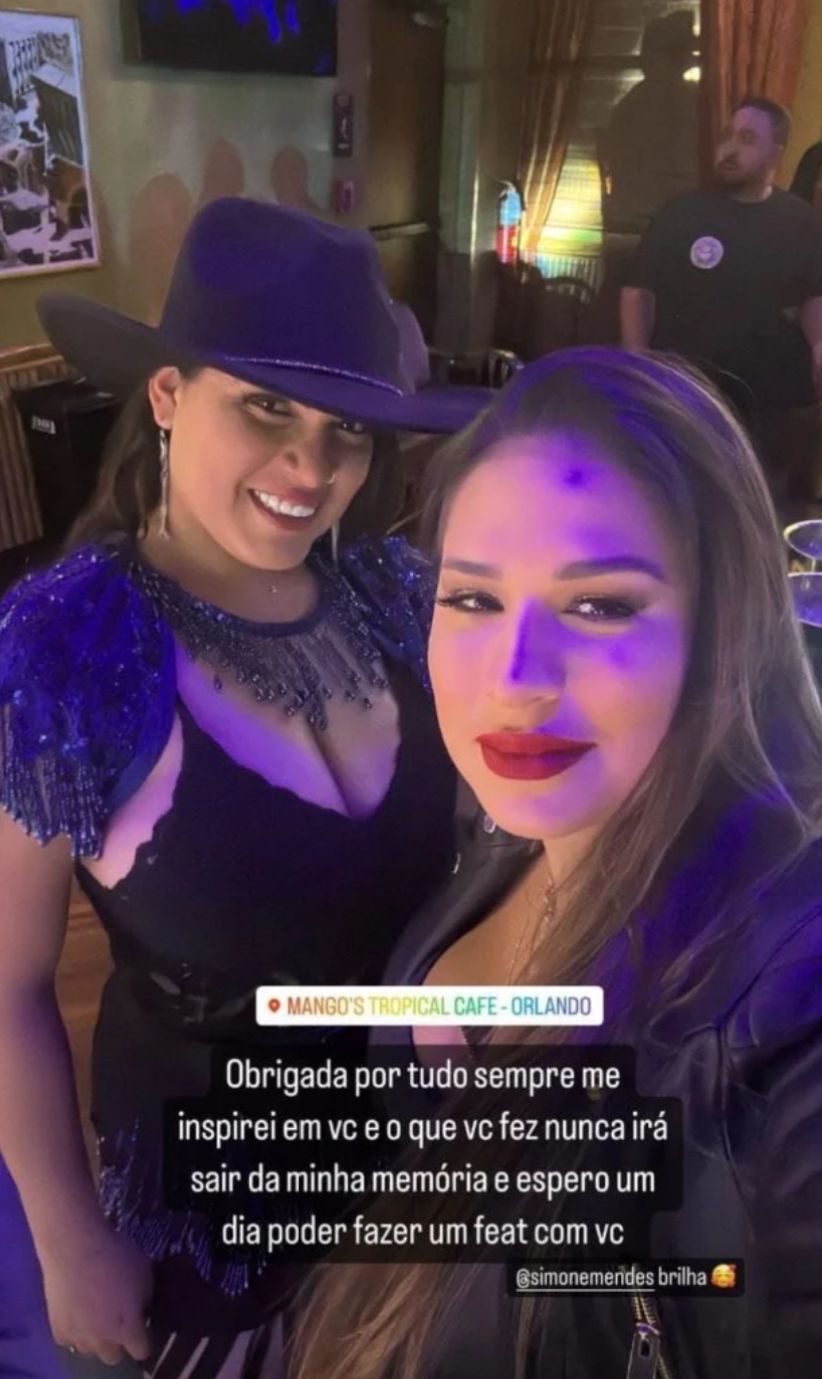 May Passos agradece atitude de Simone Mendes em show - Foto Reprodução Instagram