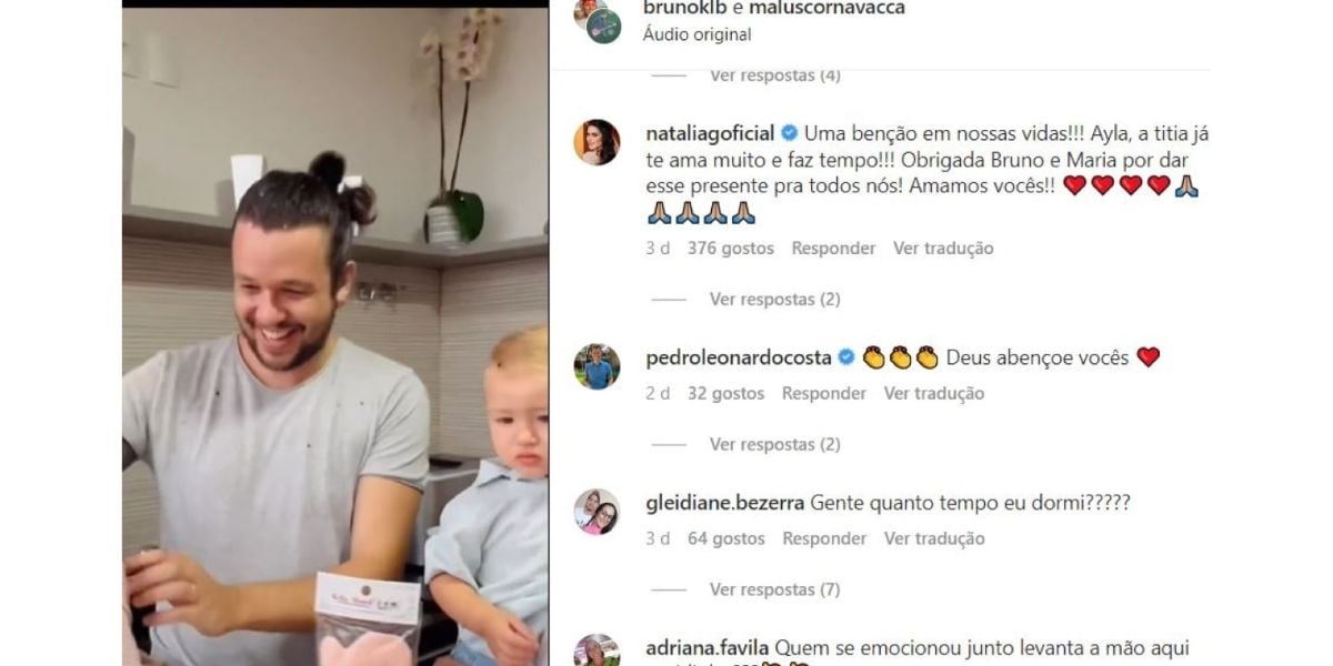 Pedro Leonardo. celebra anuncio de gravidez de família de Bruno (Foto: Reprodução / Instagram) 