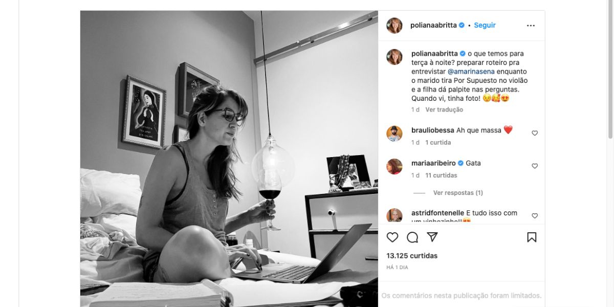 Poliana Abritta diz o que marido estava fazendo em casa (Foto: Reprodução / Instagram)