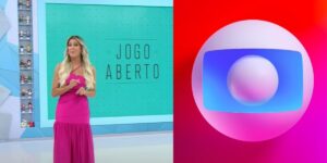 Renata Fan no Jogo Aberto e logo da Globo (Reprodução: Montagem TV Foco)